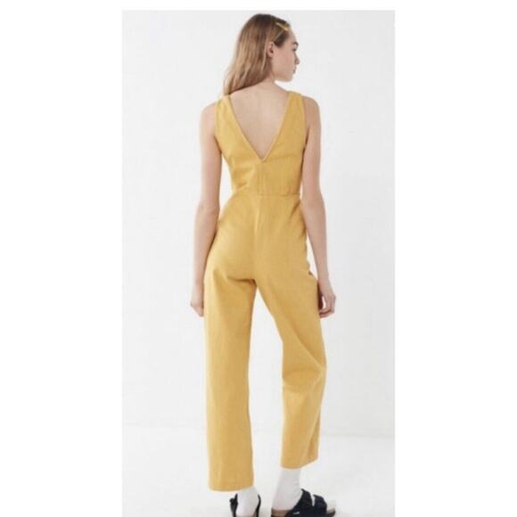 Urban Outfitters Pants - Urban Outfitters Button Front Jumpsuit Sz S/P Mustard Yellow Denim